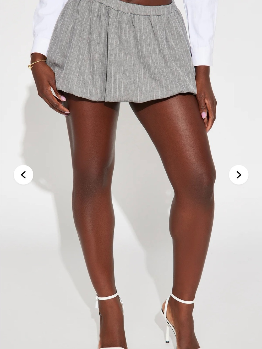 Gray Pinstripe Elastic-Waist Women's bubble skirt